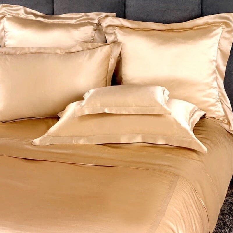 Kumi Kookoon classic Silk sheets in champagne fig linens and home