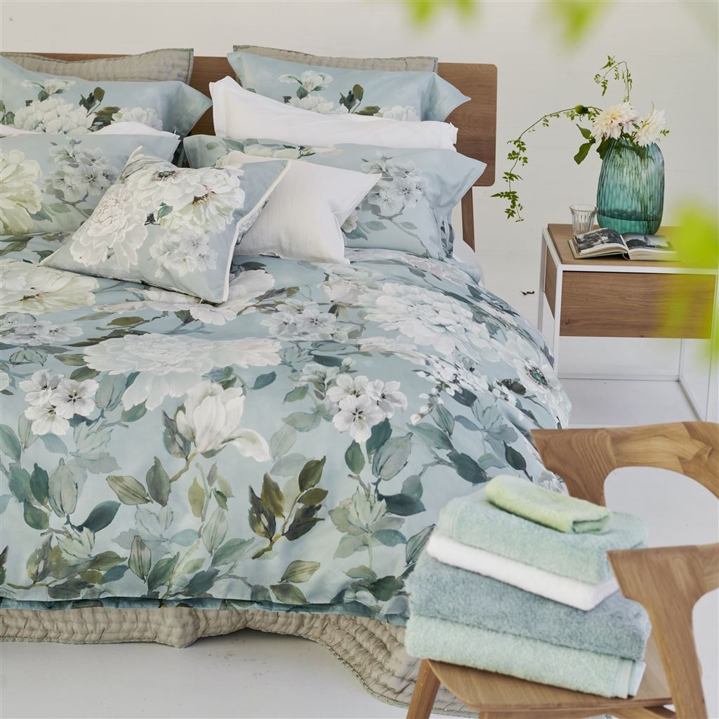 Designers Guild Fleurs Blanche Platinum Bedding | Duvet Covers & Shams at Fig Linens and Home
