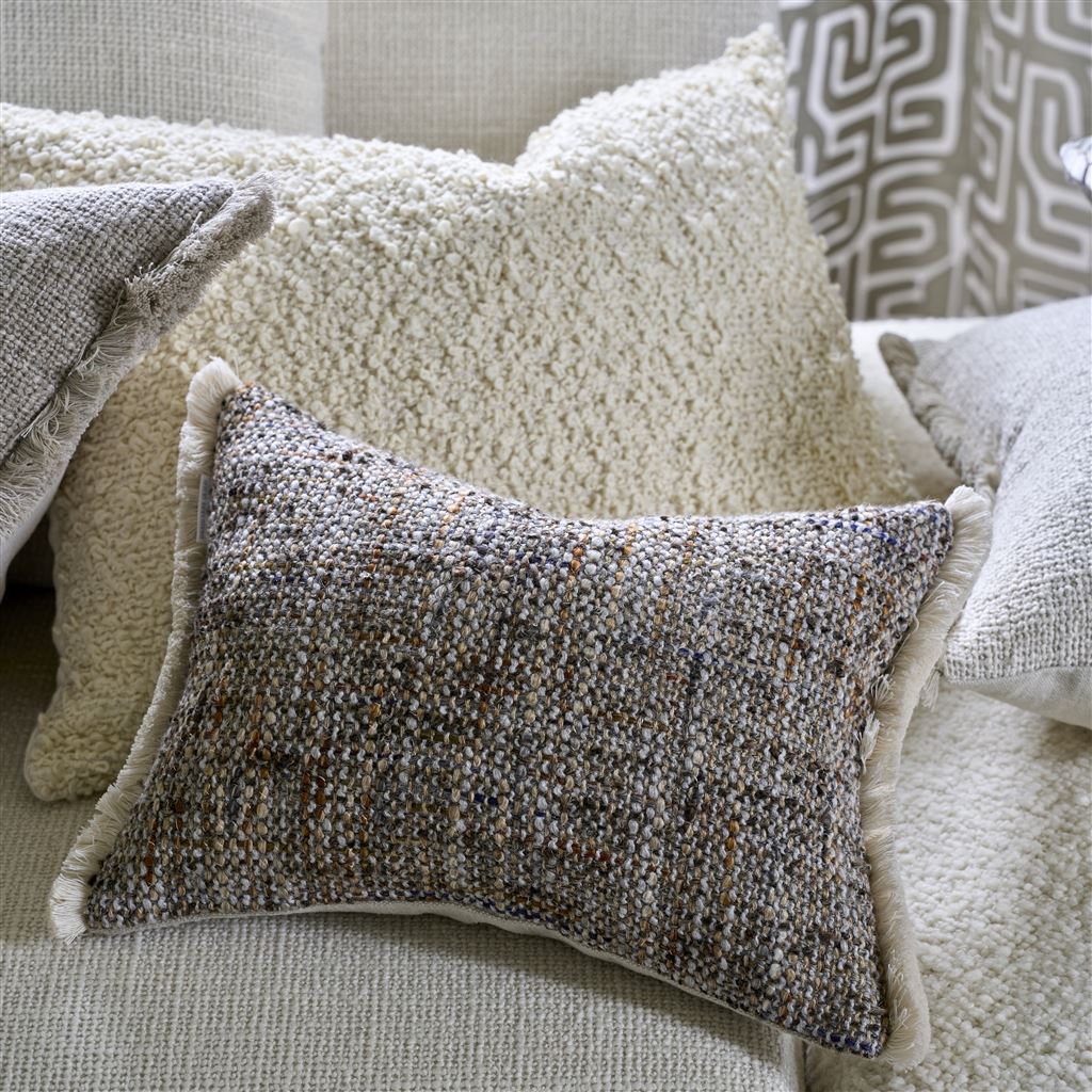 Designers Guild Pradelles Zinc Textured Weave Cushion at Fig Linens and Home - 6