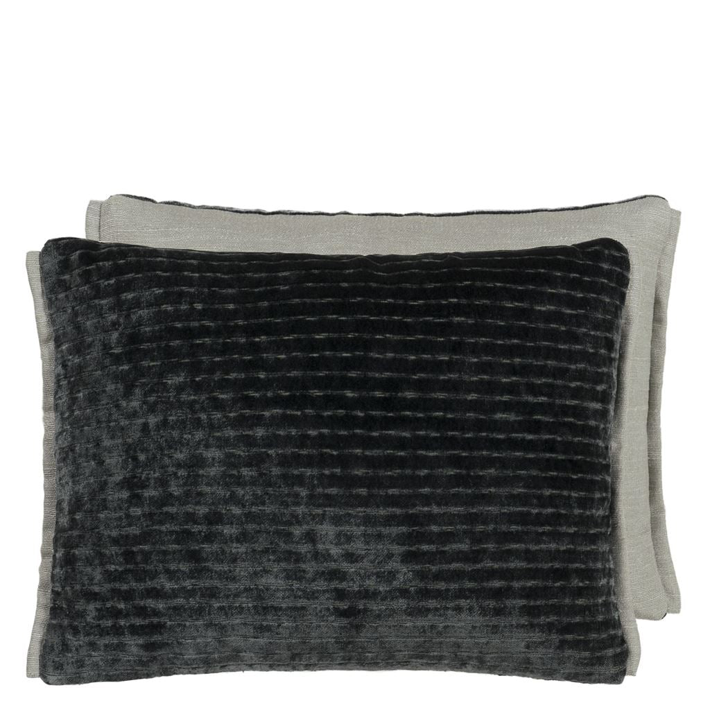Designers Guild Mazarin Graphite Velvet Decorative Pillow at Fig Linens and Home - 148