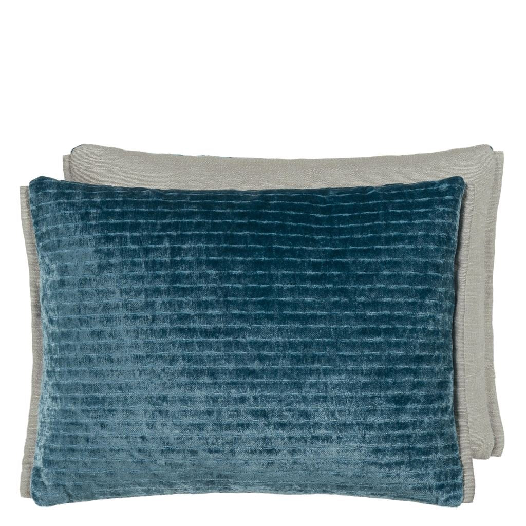 Designers Guild Mazarin Teal Velvet Decorative Pillow at Fig Linens and Home - 2
