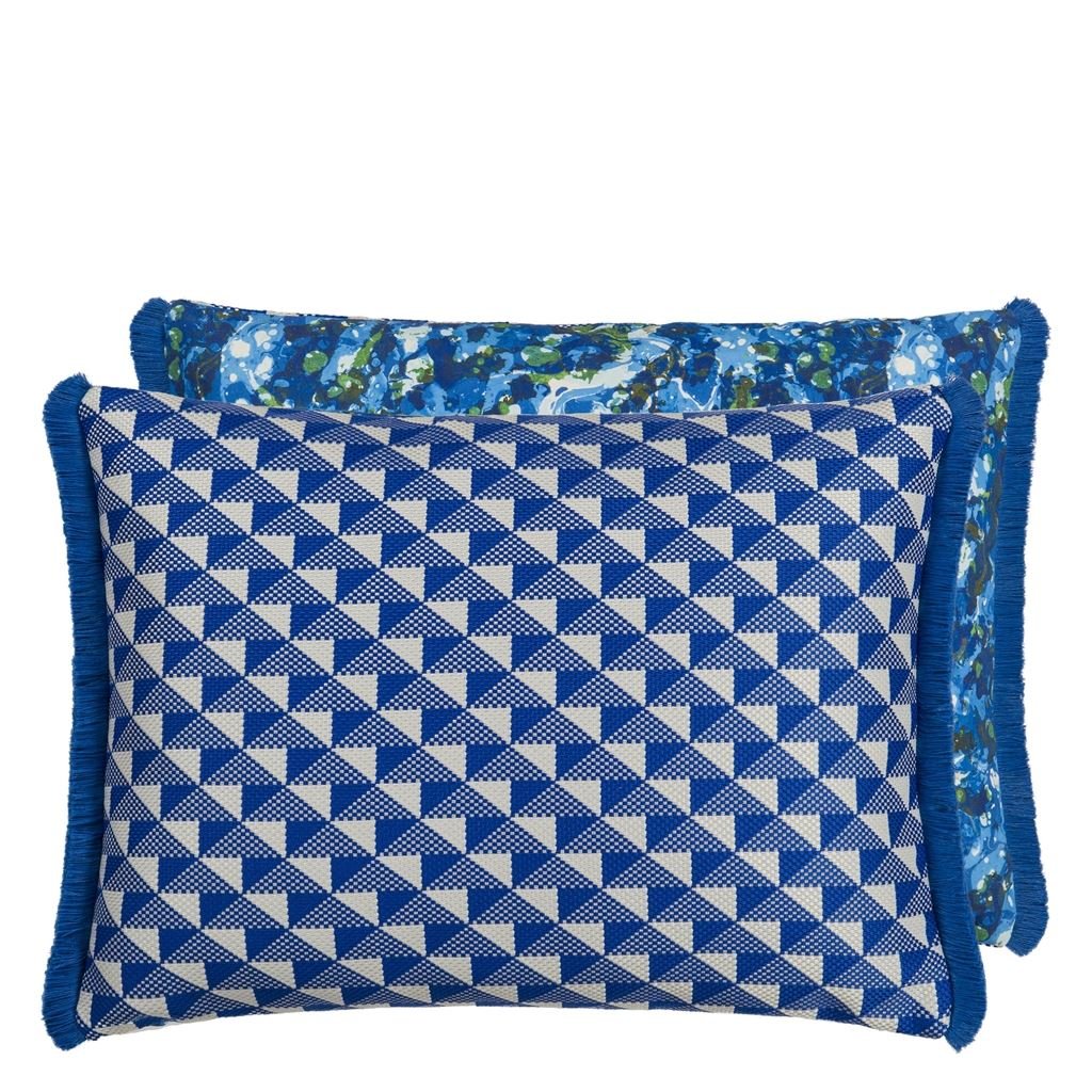 Designers Guild Tarakan Cobalt Outdoor Decorative Pillow at Fig Linens and Home - 62