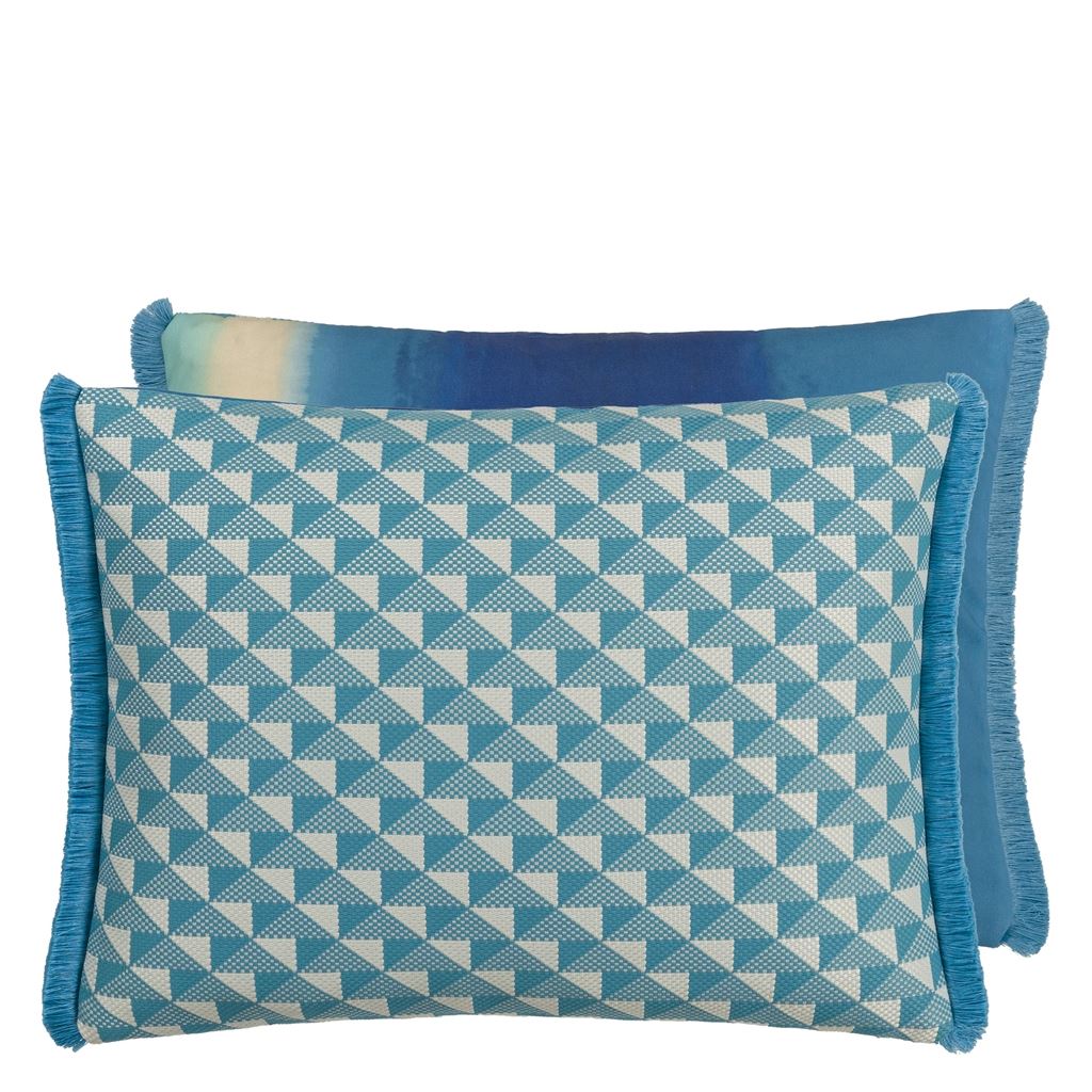 Designers Guild Tarakan Azure Outdoor Decorative Pillow at Fig Linens and Home - 36