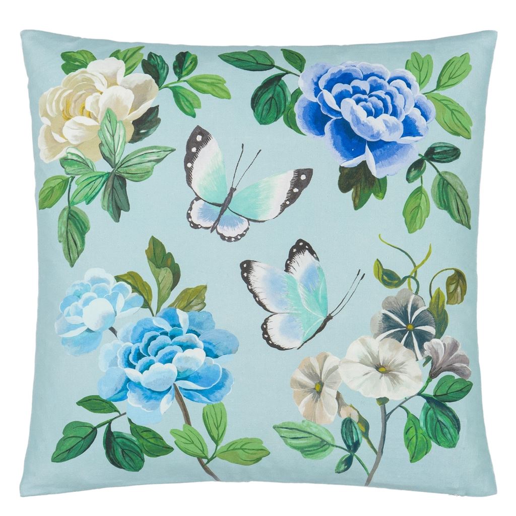 Designers Guild Miraflores Cobalt Cotton Decorative Pillow at Fig Linens and Home - 106