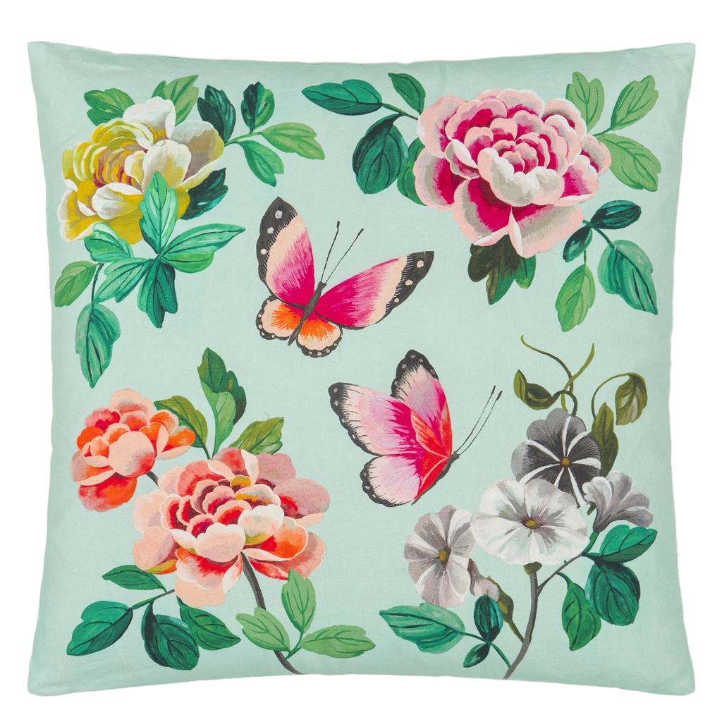 Designers Guild Miraflores Duck Egg Cotton Decorative Pillow at Fig Linens and Home - 71