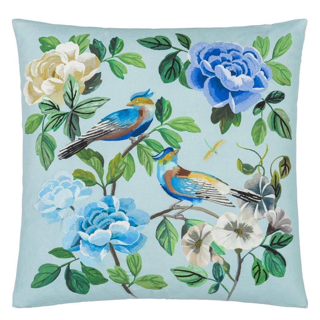 Designers Guild Miraflores Cobalt Cotton Decorative Pillow at Fig Linens and Home - 105