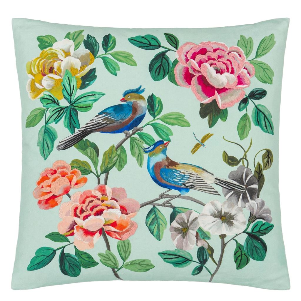 Designers Guild Miraflores Duck Egg Cotton Decorative Pillow at Fig Linens and Home - 70
