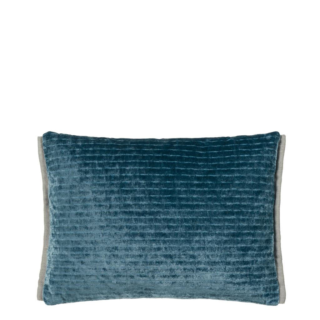 Designers Guild Mazarin Teal Velvet Decorative Pillow at Fig Linens and Home - 4