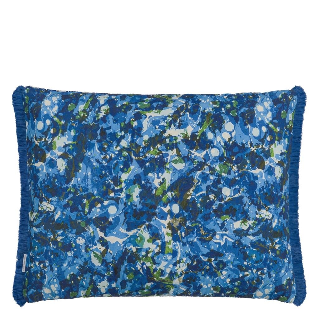 Designers Guild Tarakan Cobalt Outdoor Decorative Pillow at Fig Linens and Home - 67