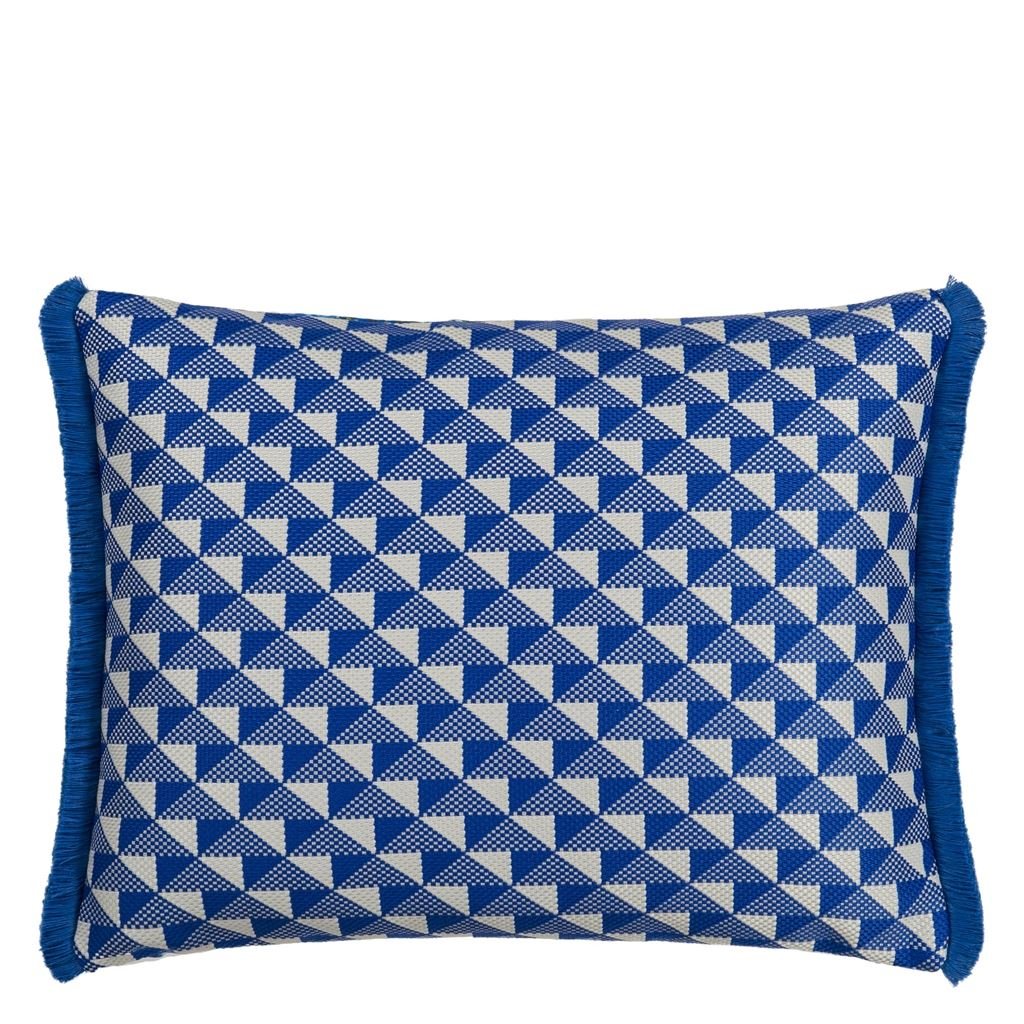 Designers Guild Tarakan Cobalt Outdoor Decorative Pillow at Fig Linens and Home - 66