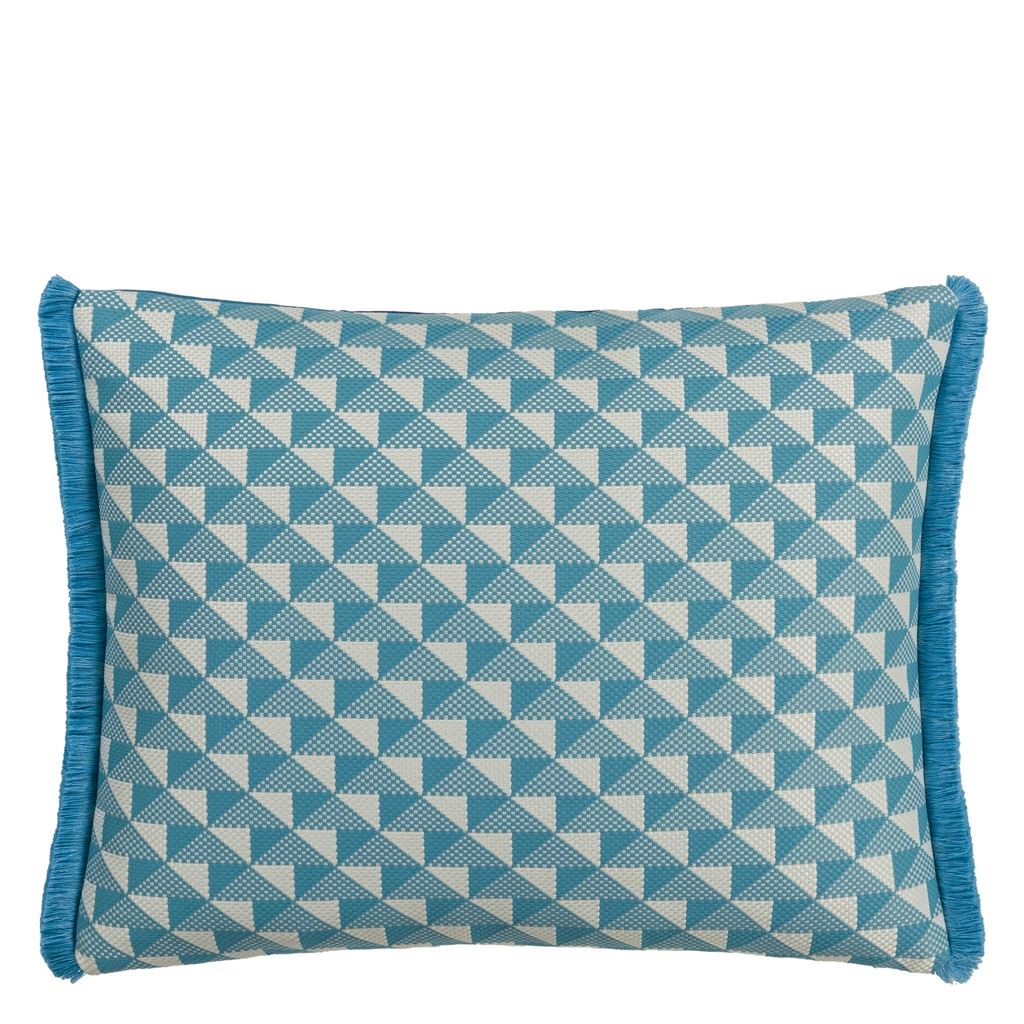 Designers Guild Tarakan Azure Outdoor Decorative Pillow at Fig Linens and Home - 40