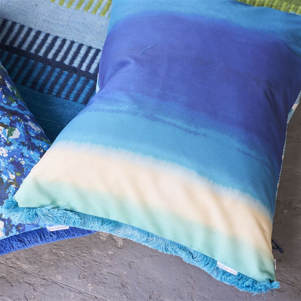 Designers Guild Tarakan Azure Outdoor Decorative Pillow at Fig Linens and Home - 39