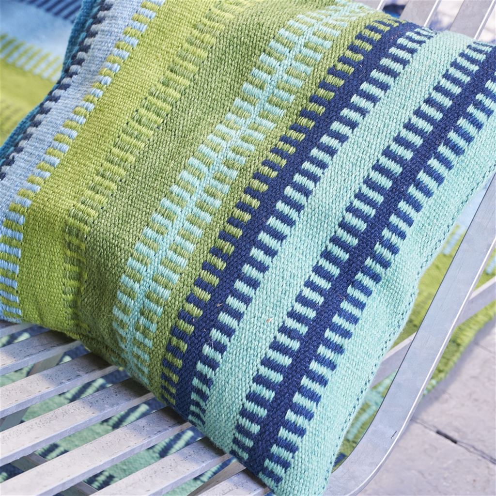 Designers Guild Muturi Cobalt Outdoor Decorative Pillow at Fig Linens and Home - 125