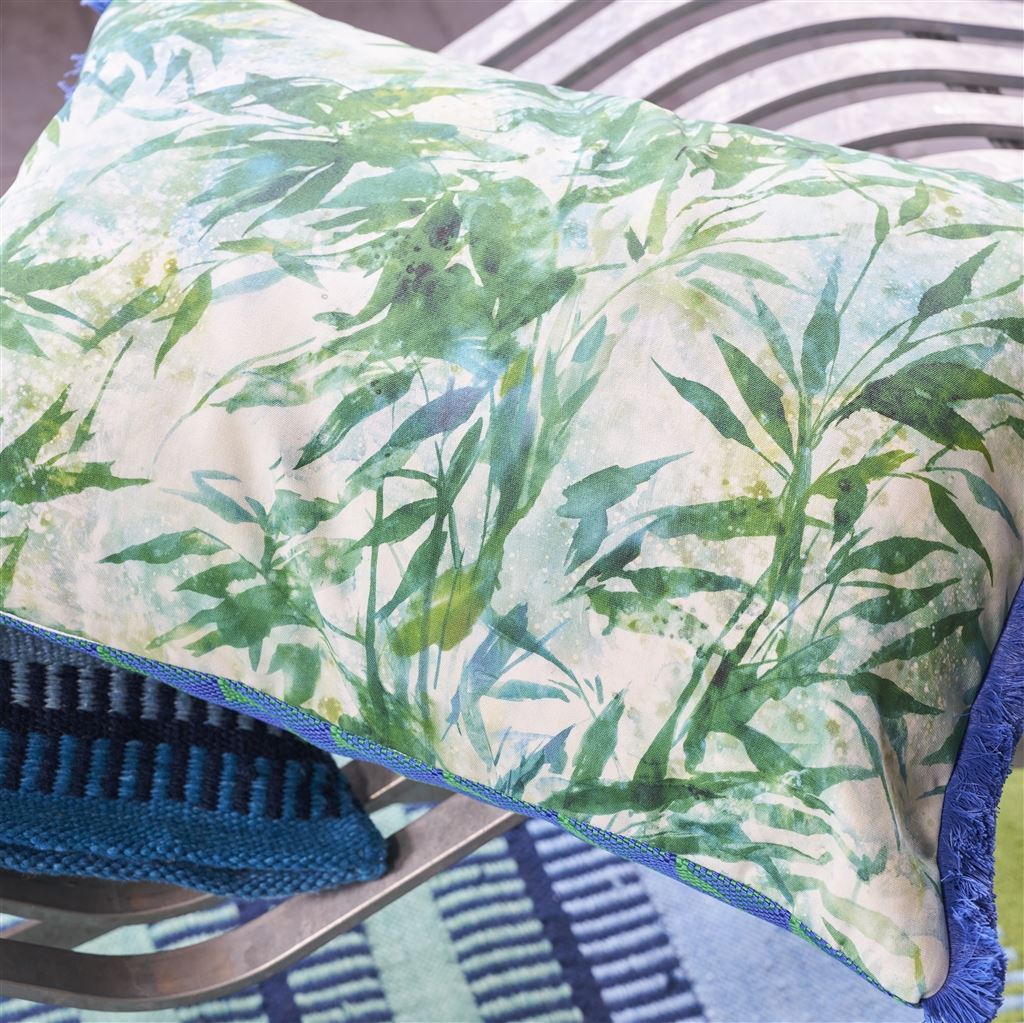 Designers Guild Tarakan Emerald Outdoor Decorative Pillow at Fig Linens and Home - 87