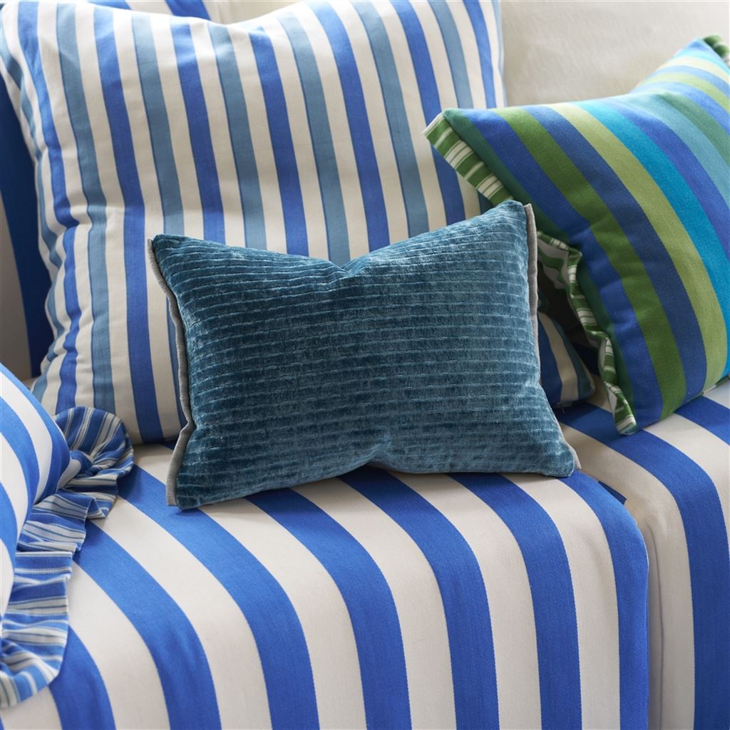 Designers Guild Mazarin Teal Velvet Decorative Pillow at Fig Linens and Home - 3