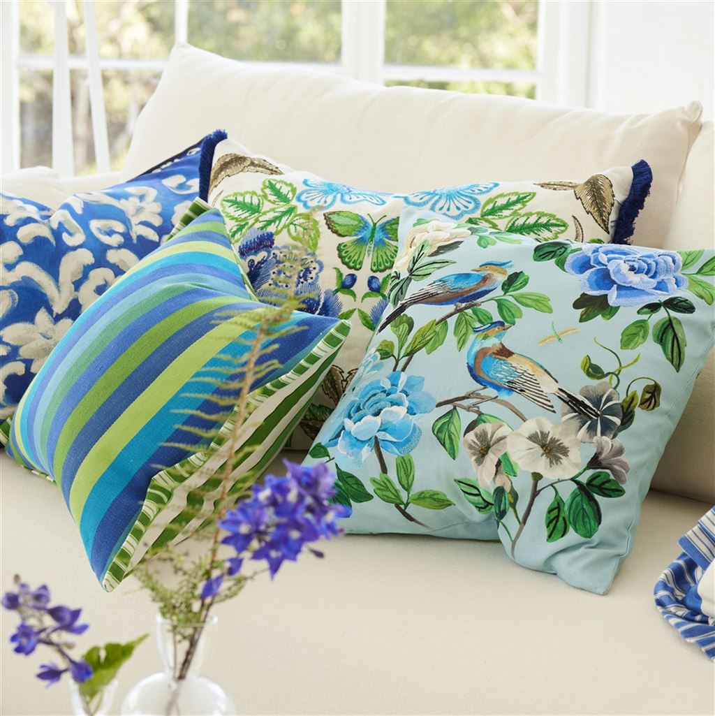 Designers Guild Miraflores Cobalt Cotton Decorative Pillow at Fig Linens and Home - 104