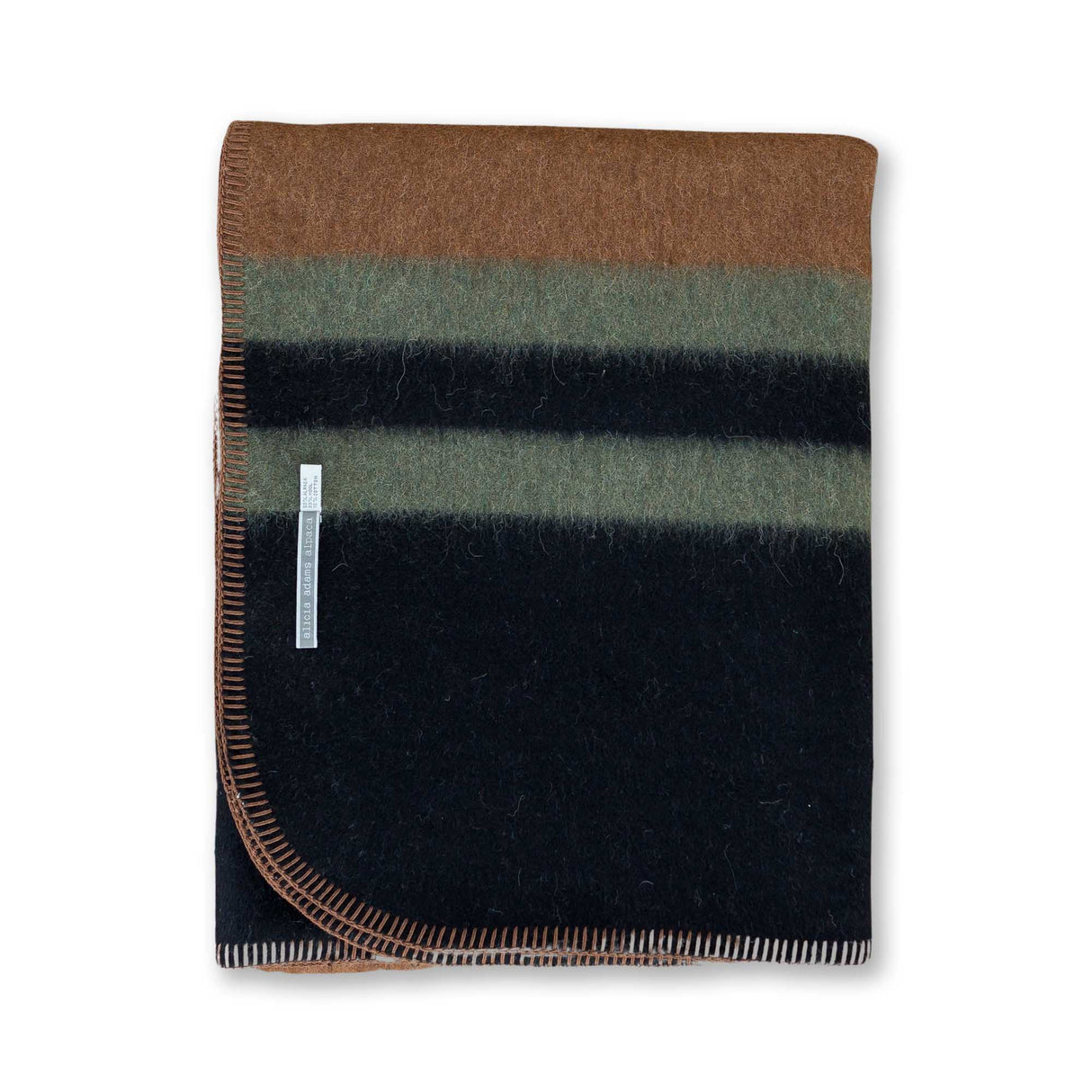 Field Throw Blanket in Cognac / Black / Forest Green | Alicia Adams Alpaca at Fig Linens and Home