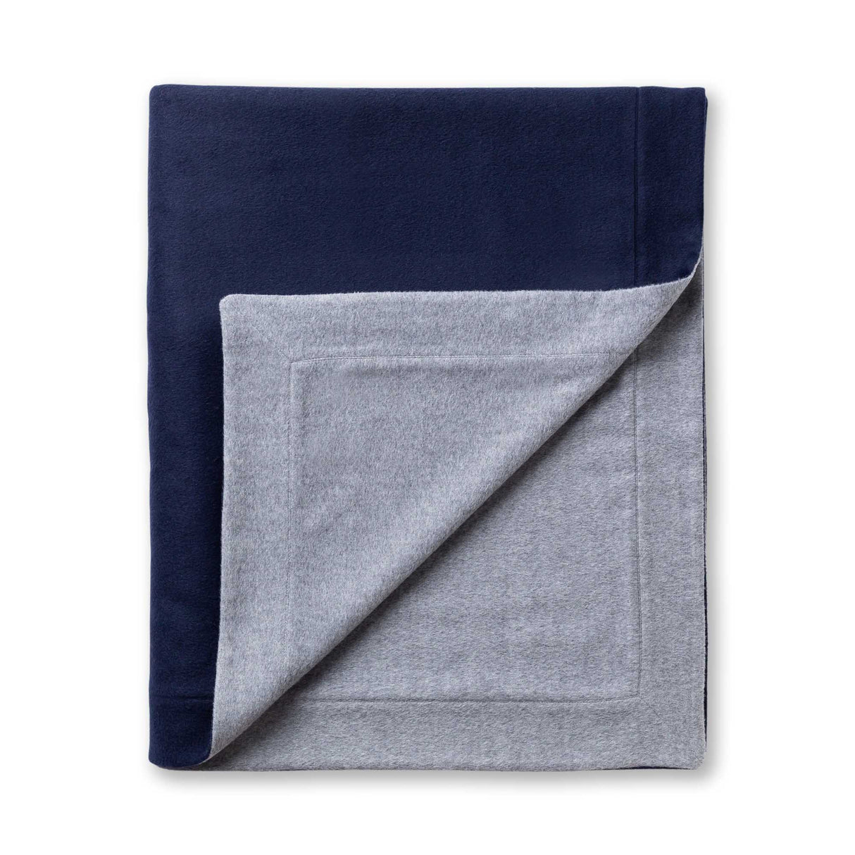 Alicia Adams Alpaca Hudson Bed Blanket at Fig Linens and Home in Navy Blue and Light Grey