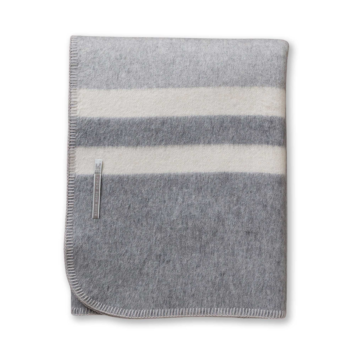 Field Throw Blanket in Light Grey / Grey / Ivory | Alicia Adams Alpaca at Fig Linens and Home