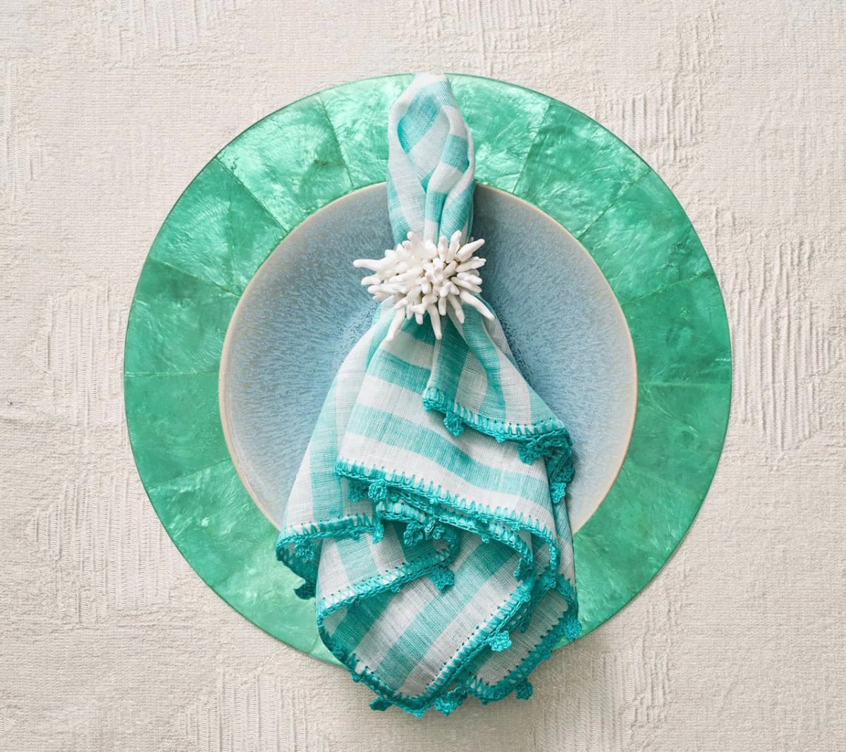 Kim Seybert Amalfi Napkin Ring in White Set of 4 in a Gift Box by Kim Seybert - WHITE 3.25"L x 2.25"W x 3.5"H Napkin Ring - Set of 4 at FIG LINENS AND HOME - 4