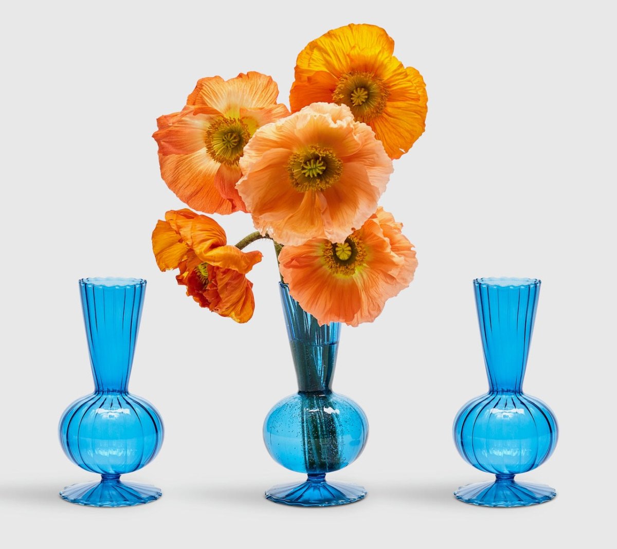 Kim Seybert BUD VASE: TESS S3 - Blue Glass Bud Vases Set at Fig Linens and Home 2