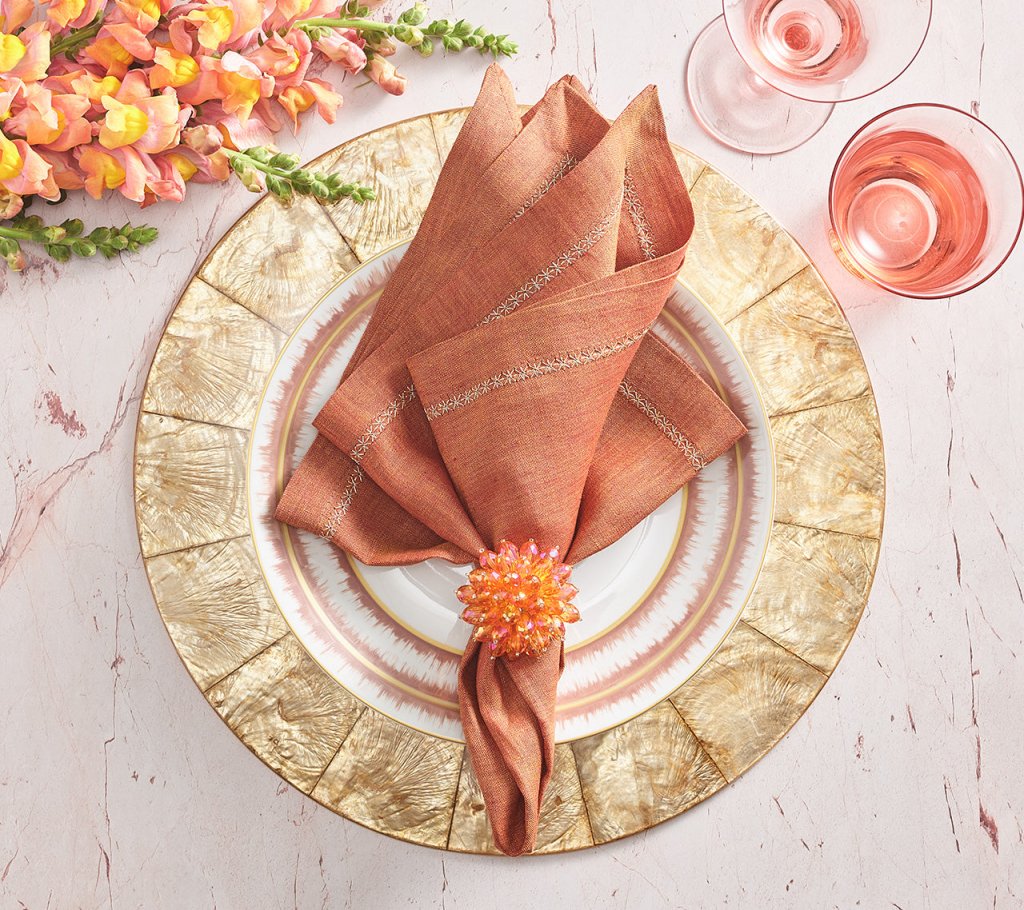 Round Capiz Champagne Placemat Detail 4 | Kim Seybert at Fig Linens and Home