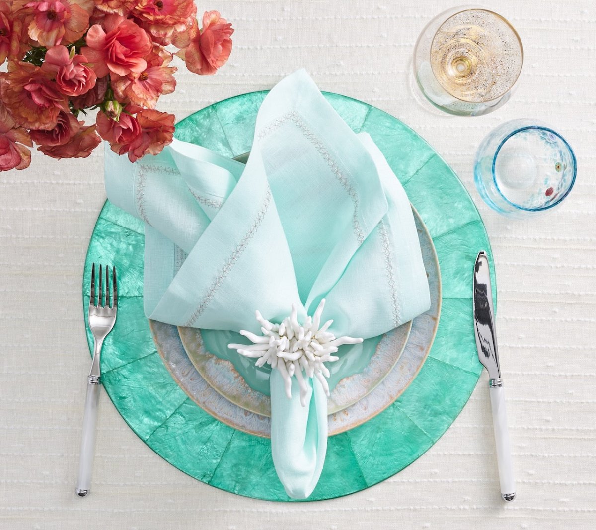 Kim Seybert Amalfi Napkin Ring in White Set of 4 in a Gift Box by Kim Seybert - WHITE 3.25"L x 2.25"W x 3.5"H Napkin Ring - Set of 4 at FIG LINENS AND HOME - 2