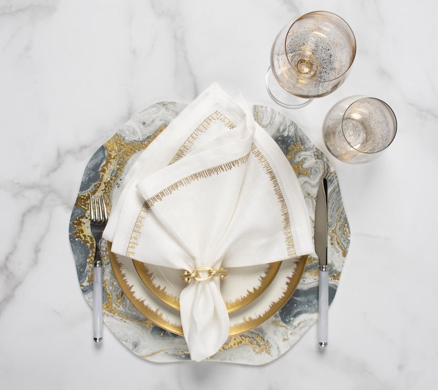 Kim Seybert Chain Link Napkin Ring in Gold Set of 4 by Kim Seybert - GOLD 2.5"L x 0.75"W x 2.5"H Napkin Ring - Set of 4 at FIG LINENS AND HOME - 6