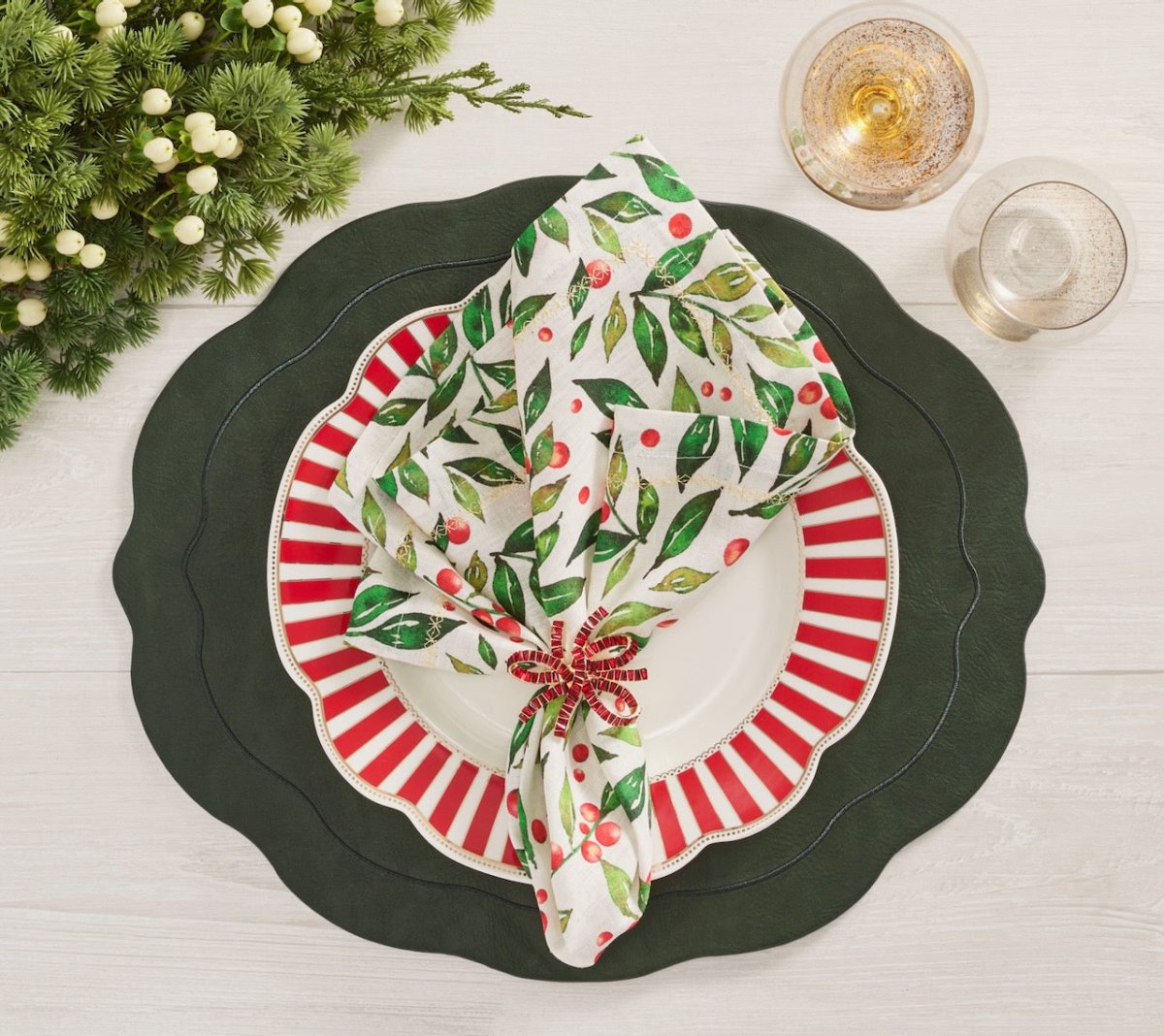 Kim Seybert Tailored Placemat in Hunter Green Set of 4 by Kim Seybert - HUNTER GREEN 17.25"L x 15"W x 0.1"H Placemat - Set of 4 at FIG LINENS AND HOME - 5