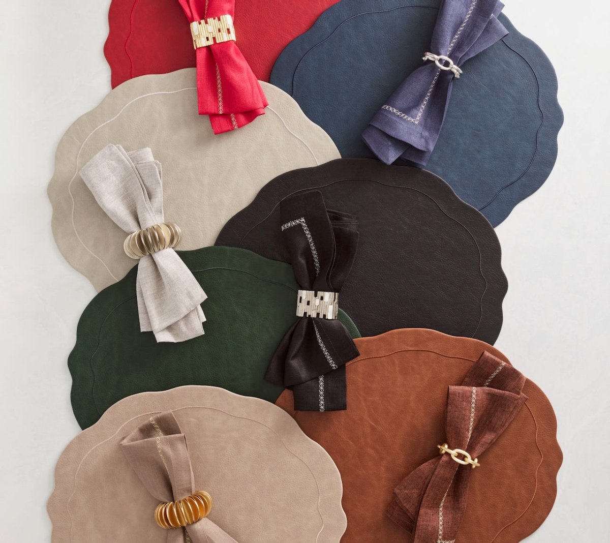 Kim Seybert Tailored Placemat in Ruby Set of 4 by Kim Seybert - RUBY 17.25"L x 15"W x 0.1"H Placemat - Set of 4 at FIG LINENS AND HOME - 6