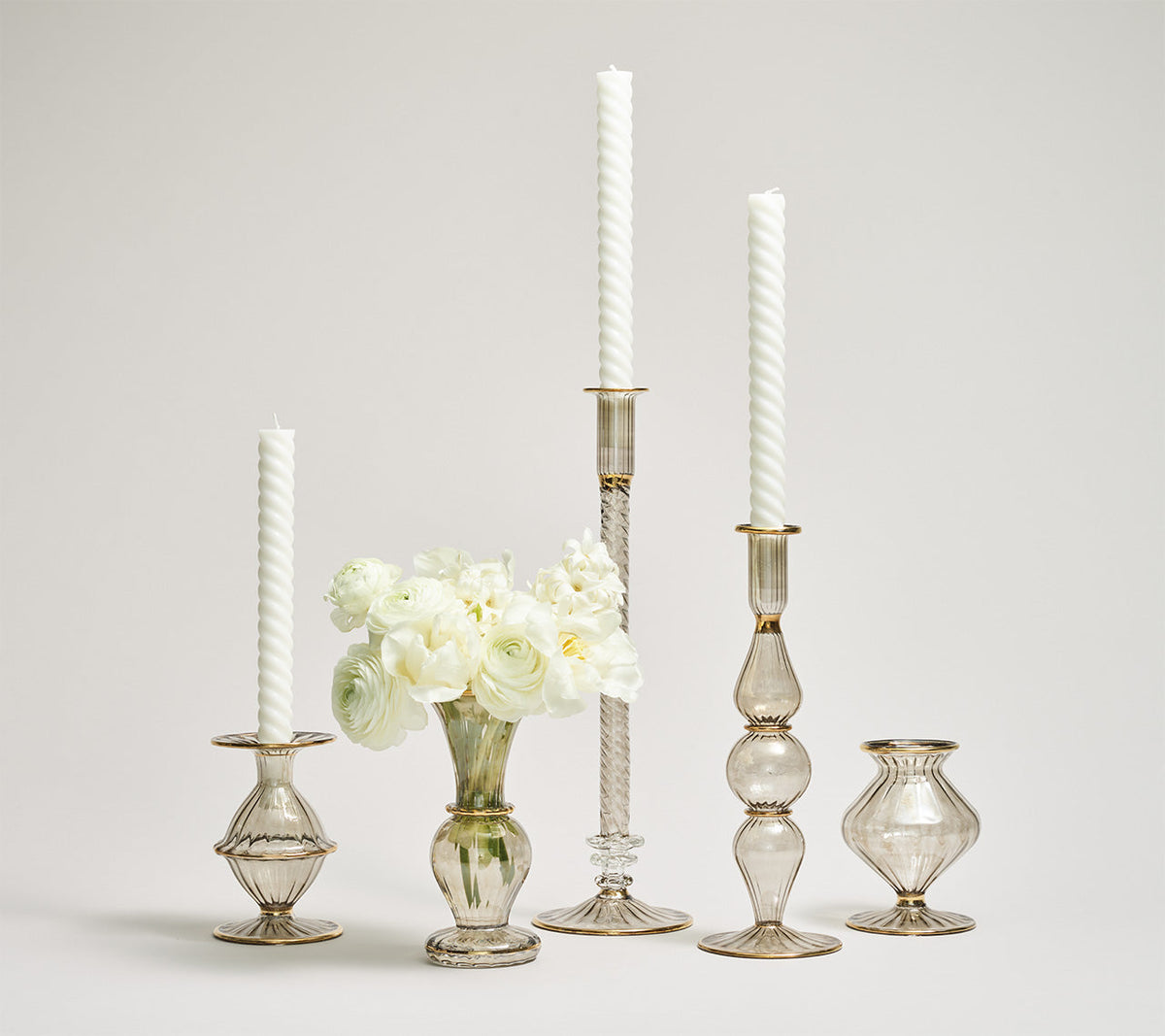 Ripple Smoke Candlestick Detail 2 | Kim Seybert at Fig Linens and Home