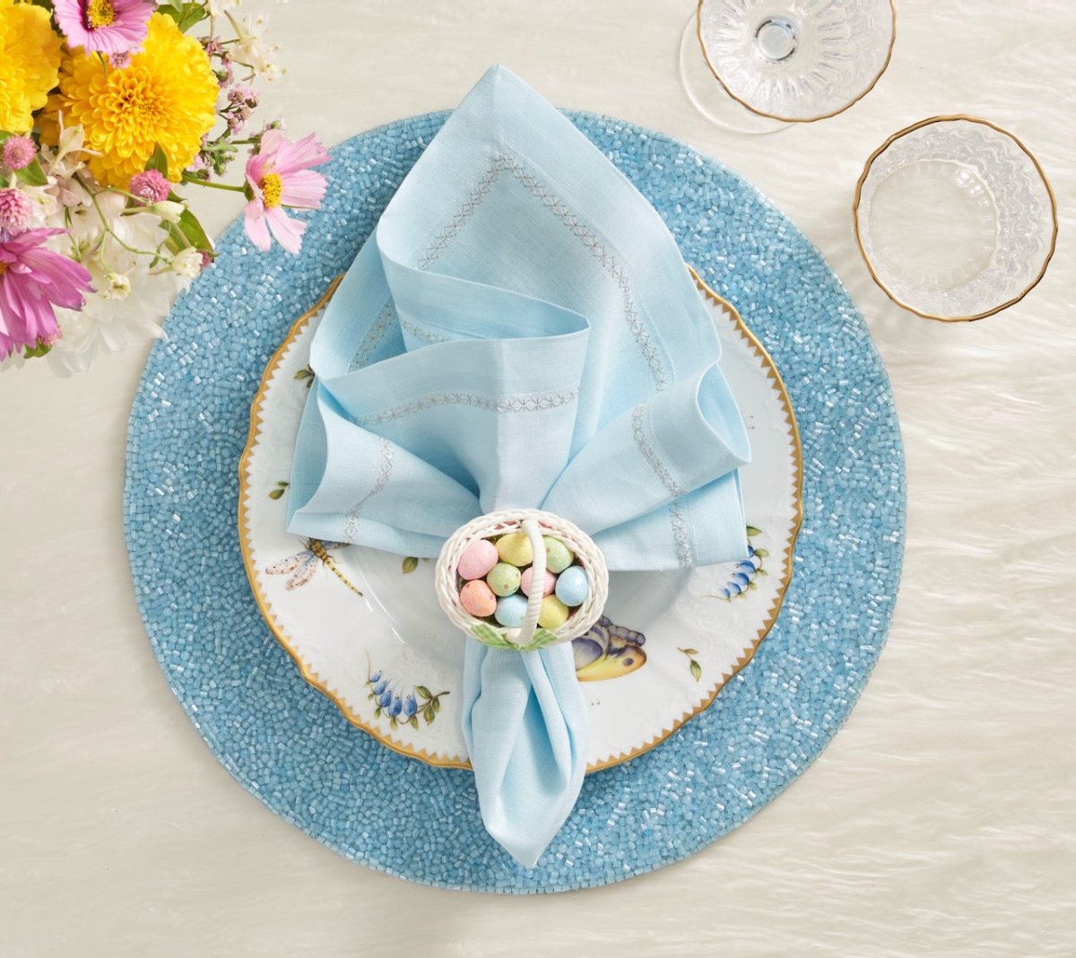 Periwinkle Placemat - Perennial Periwinkle Blue Placemats Set of 4 - Kim Seybert at Fig Linens and Home 3
