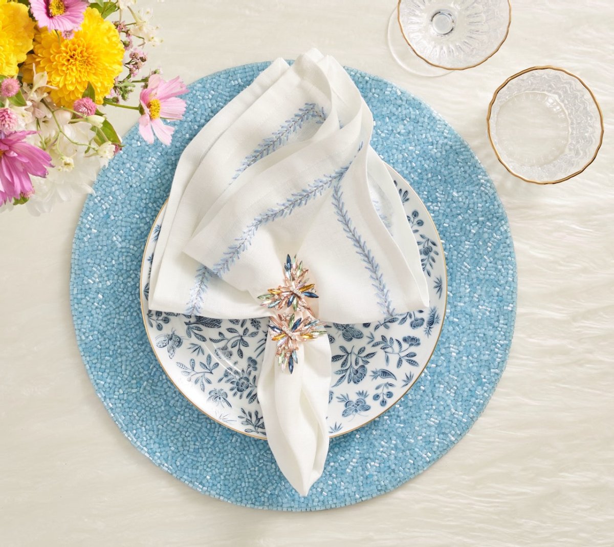 Periwinkle Placemat - Perennial Periwinkle Blue Placemats Set of 4 - Kim Seybert at Fig Linens and Home 2