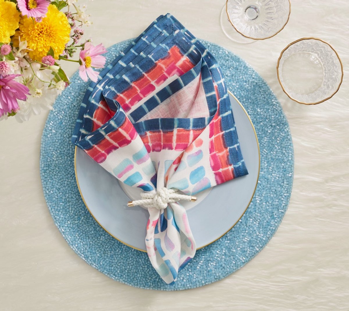 Periwinkle Placemat - Perennial Periwinkle Blue Placemats Set of 4 - Kim Seybert at Fig Linens and Home 4