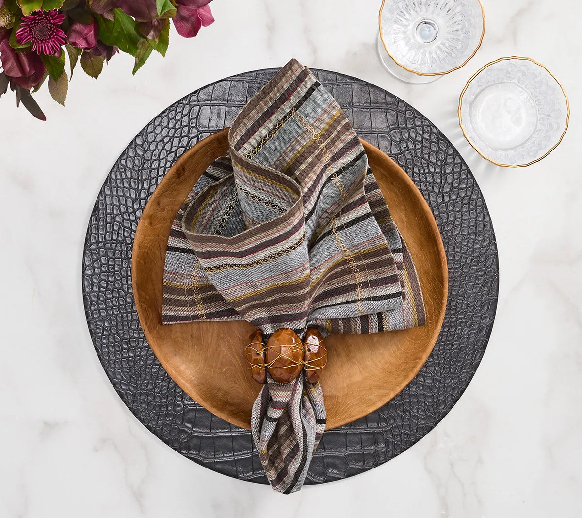 Burl Brown Napkin Ring Detail 4 | Kim Seybert at Fig Linens and Home