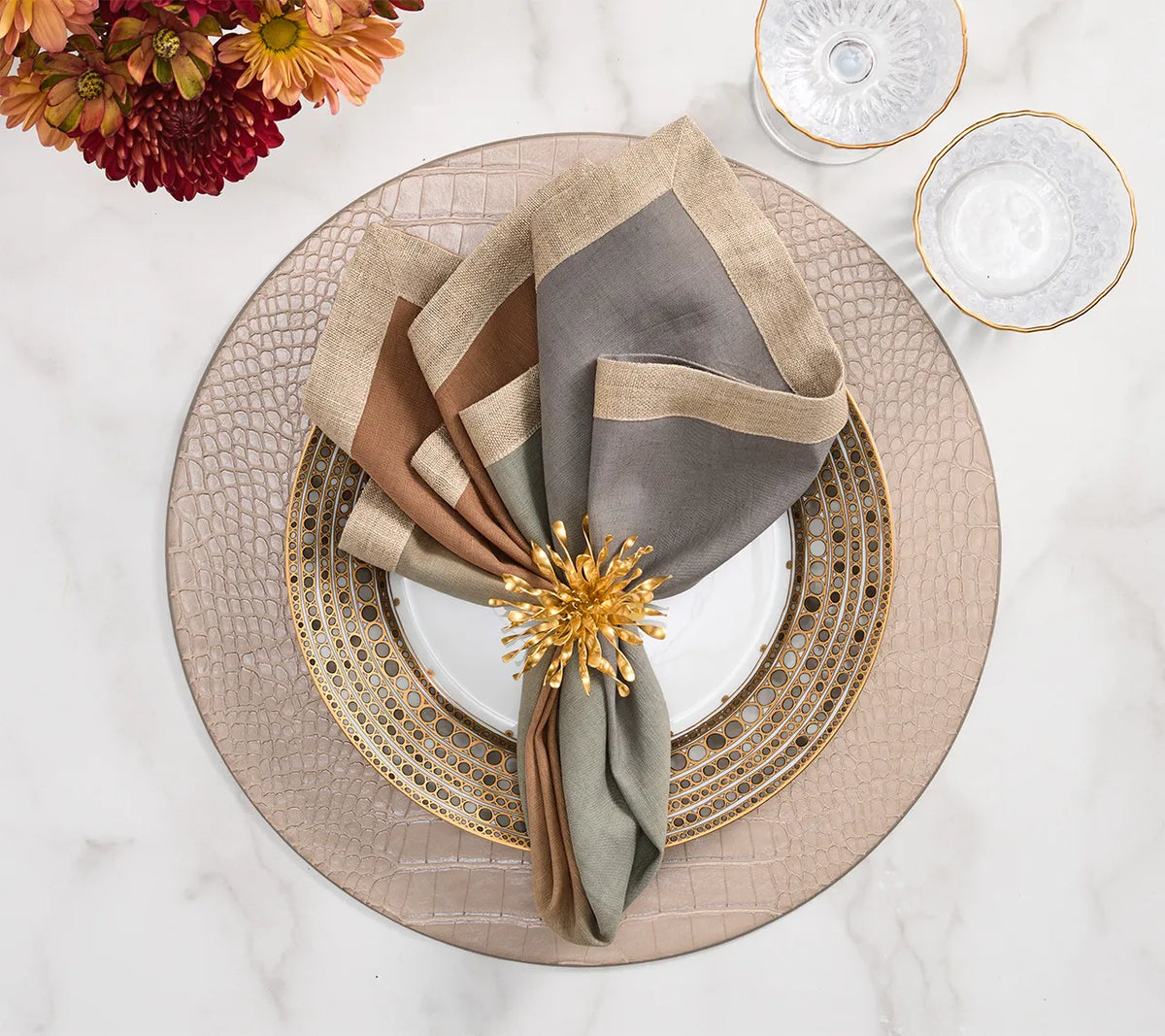 Sunflare Gold Napkin Ring Detail 2 | Kim Seybert at Fig Linens and Home