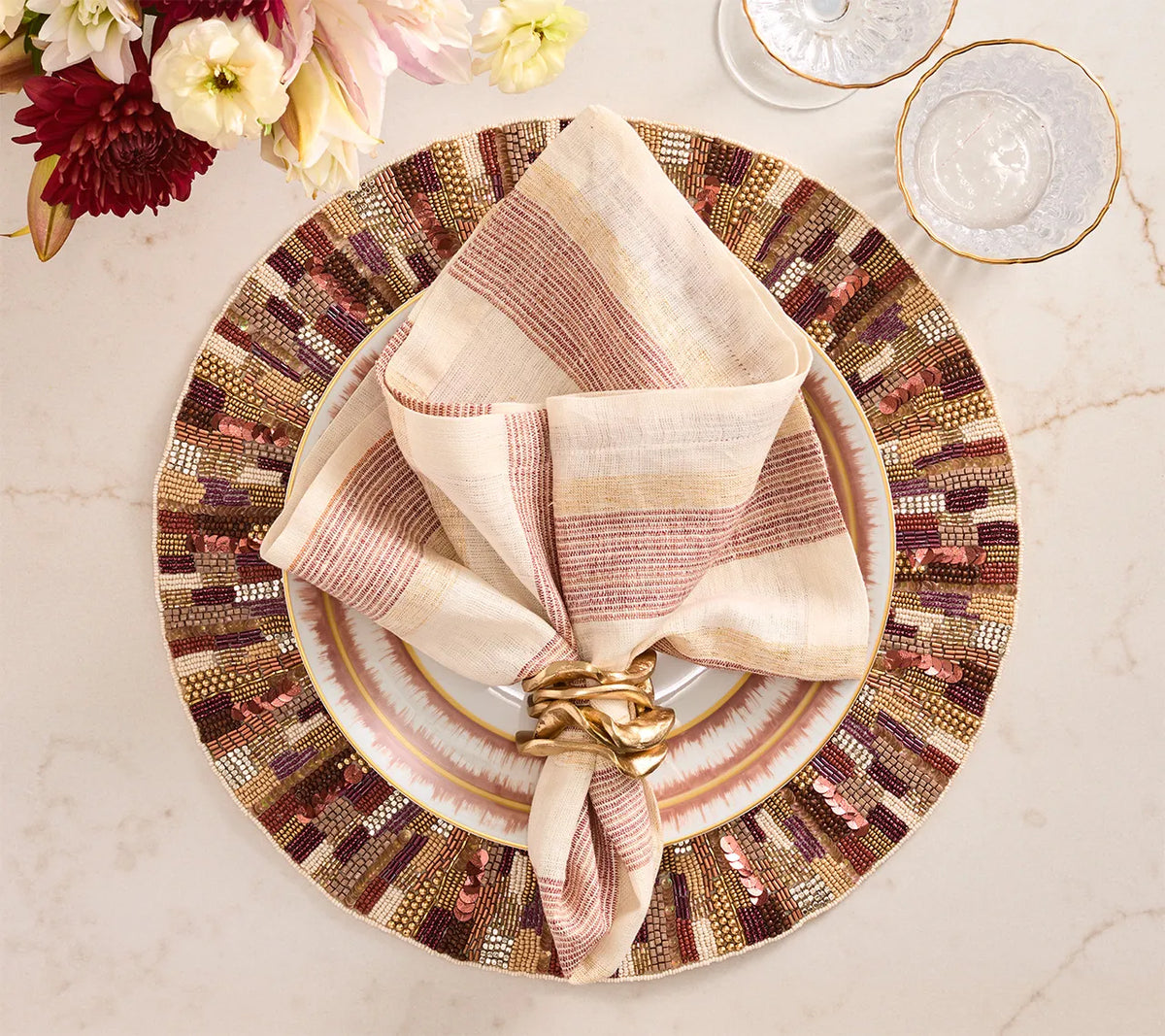 Broad Stripe Brown/White Napkin Detail 2 | Kim Seybert at Fig Linens and Home