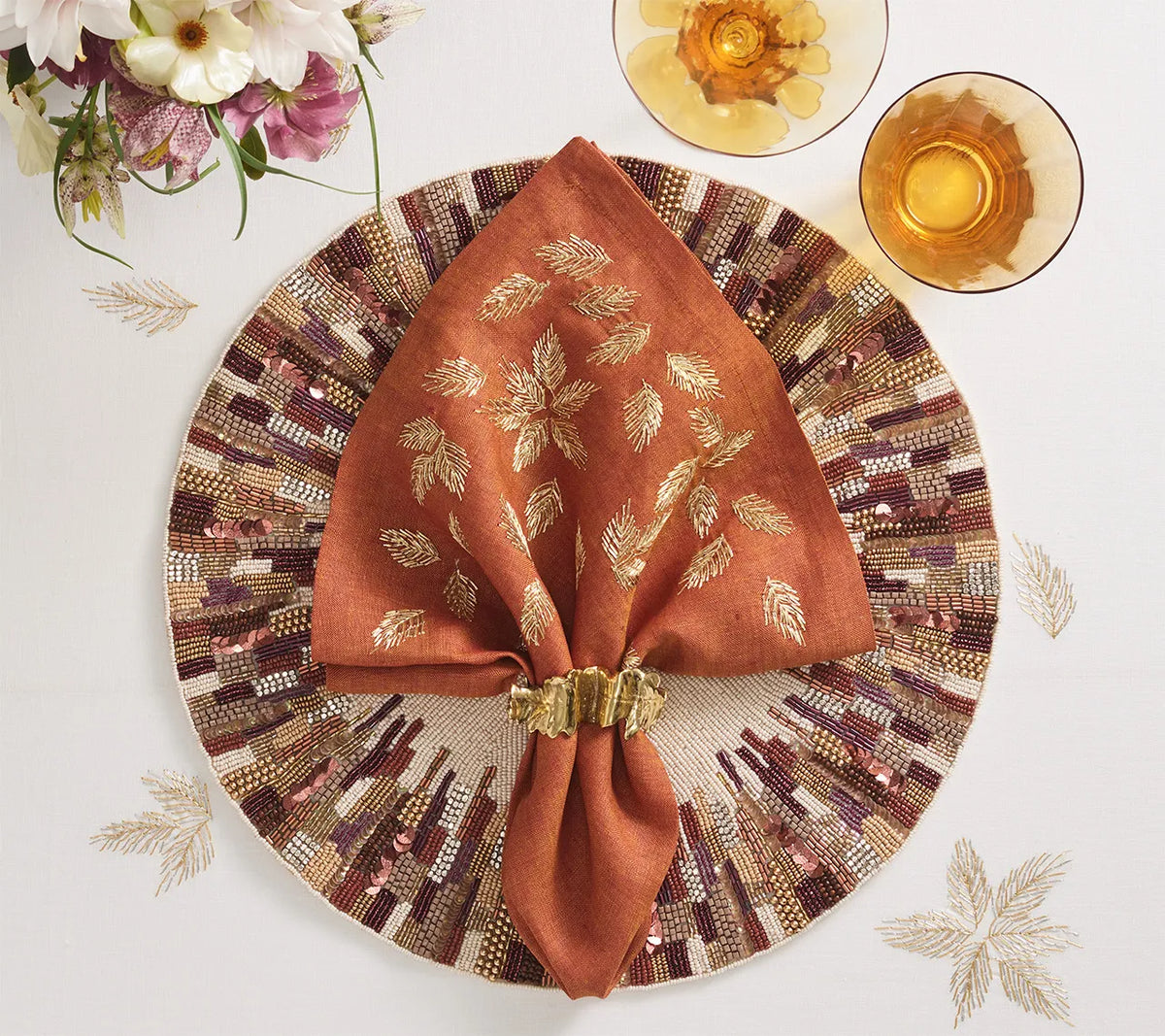 Wave Gold Napkin Ring Detail 2 | Kim Seybert at Fig Linens and Home