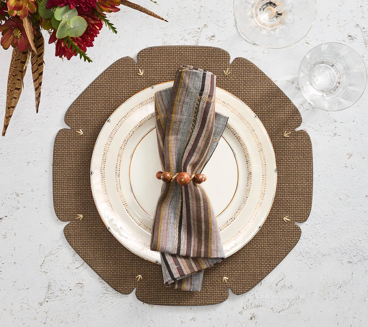Divot Umber Placemat Detail 2 | Kim Seybert at Fig Linens and Home