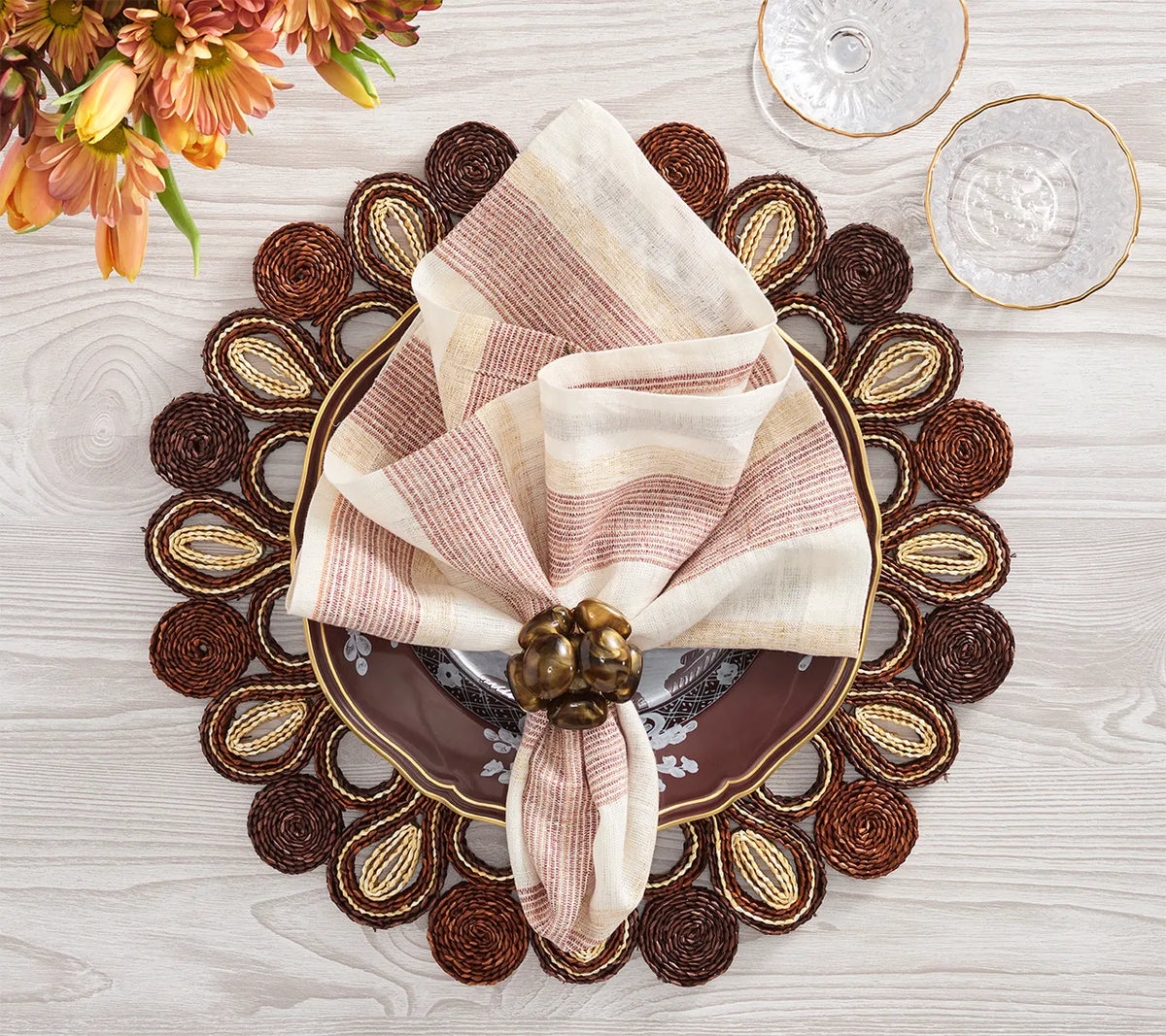 Marisol Brown/Natural Placemat Detail 2 | Kim Seybert at Fig Linens and Home