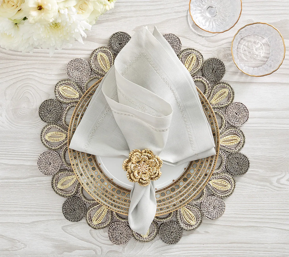 Marisol Natural/Grey Placemat Detail 5 | Kim Seybert at Fig Linens and Home