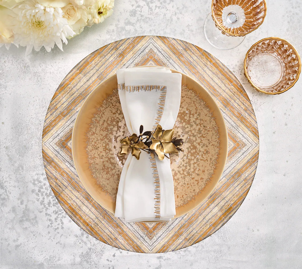 Russet Gold/Silver Placemat Detail 2 | Kim Seybert at Fig Linens and Home