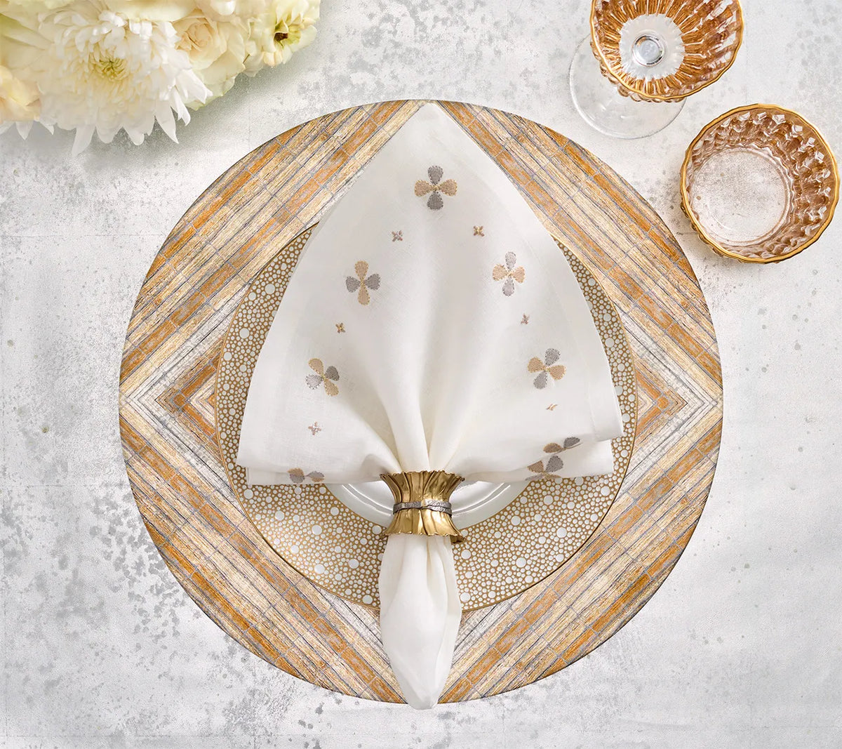 Russet Gold/Silver Placemat Detail 6 | Kim Seybert at Fig Linens and Home