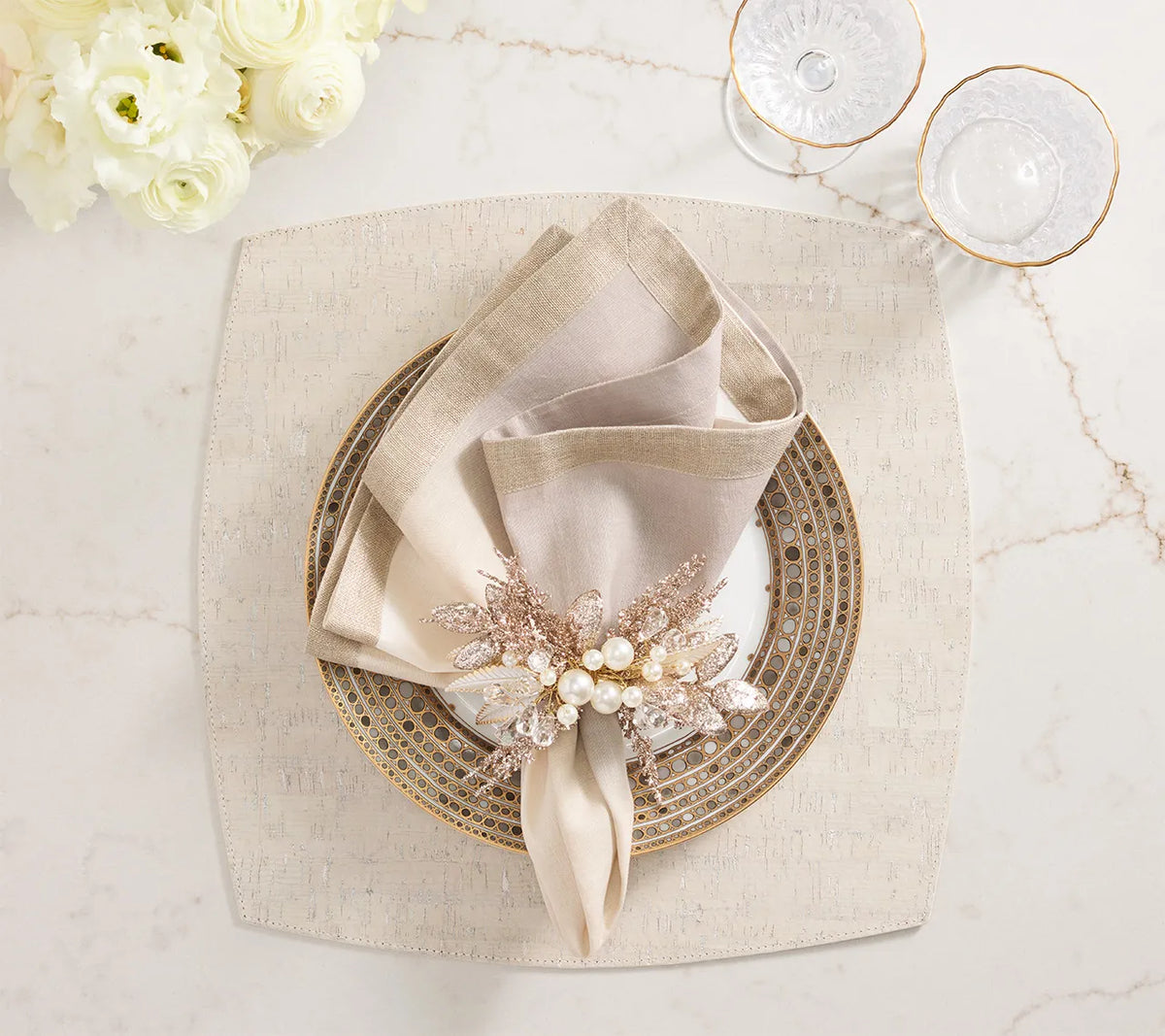 Whistler Gray/White Placemat Detail 3 | Kim Seybert at Fig Linens and Home
