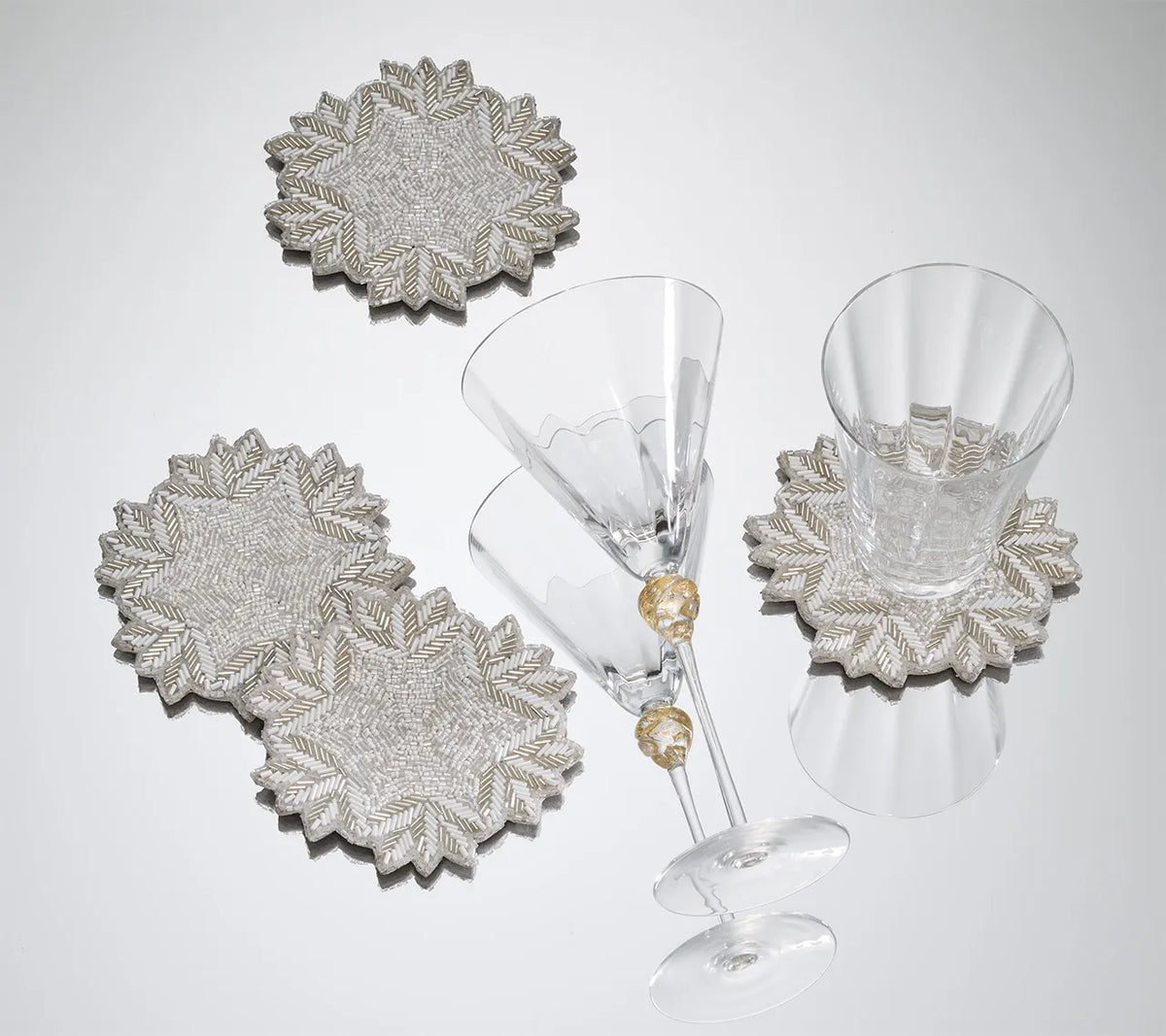 Winter Lace Silver/Crystal Coaster Detail 2 | Kim Seybert at Fig Linens and Home