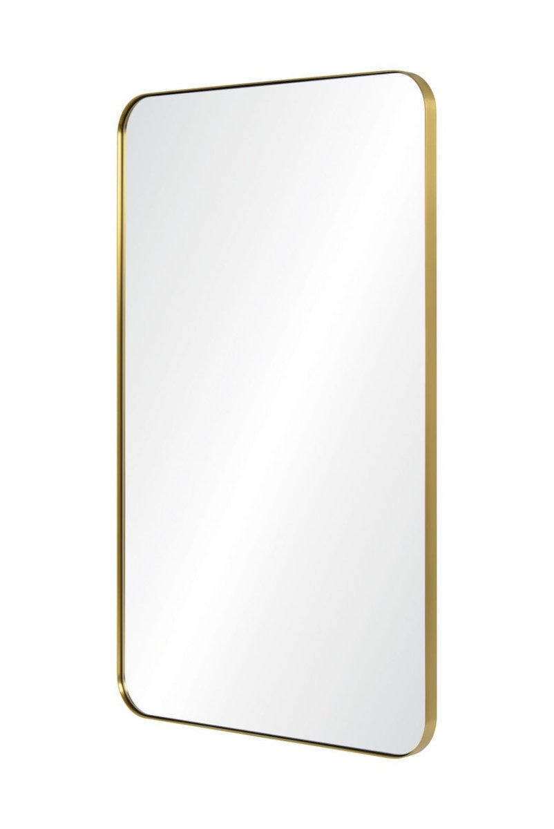 Brushed Brass Mirror by Mirror Home - 30" x 48" - Angle View at Fig Linens and Home