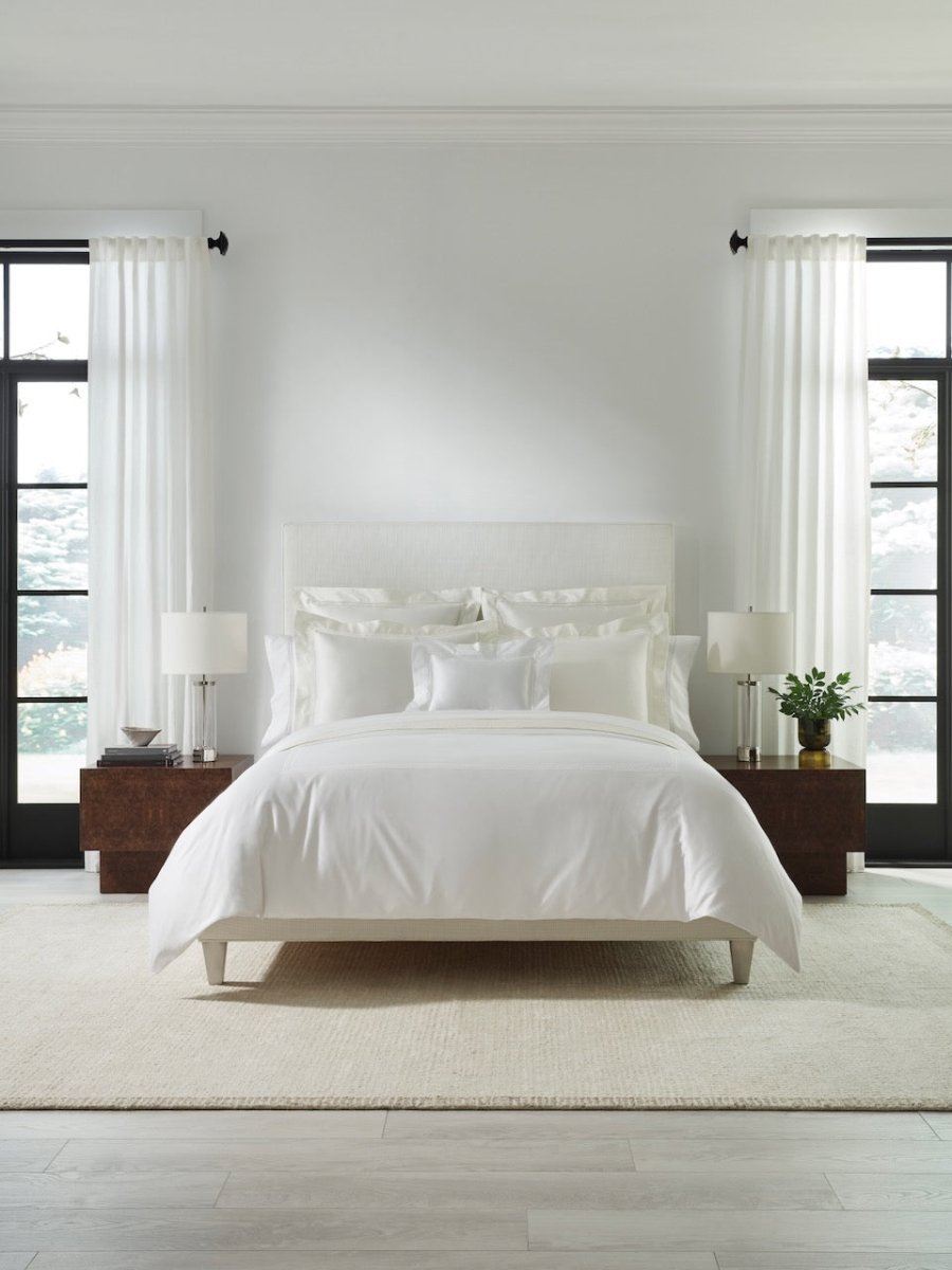 Sferra Diamante white bedding at fig linens and home westport CT