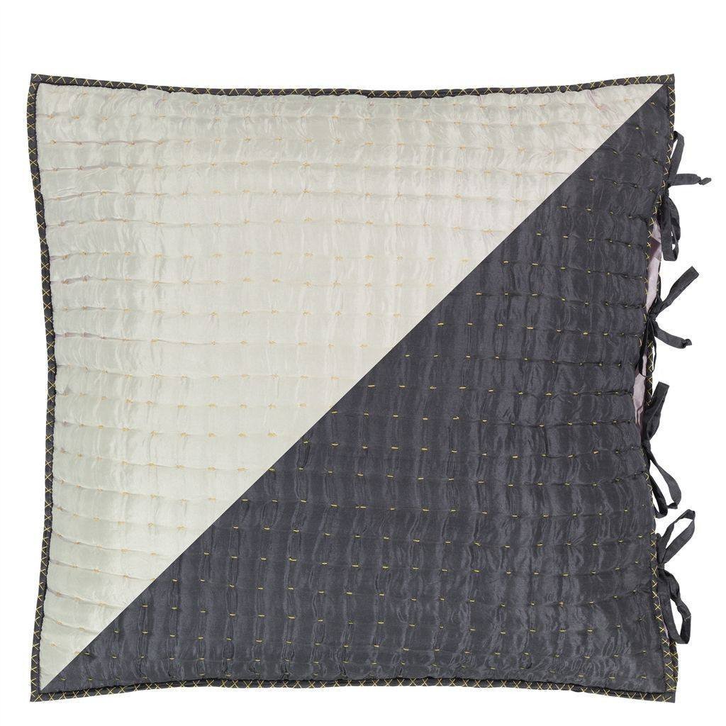 Designers Guild Designers Guild Chenevard Silver & Slate Quilt & Shams - Euro Sham 26 x 26in Silver & Slate at FIG LINENS AND HOME - 3