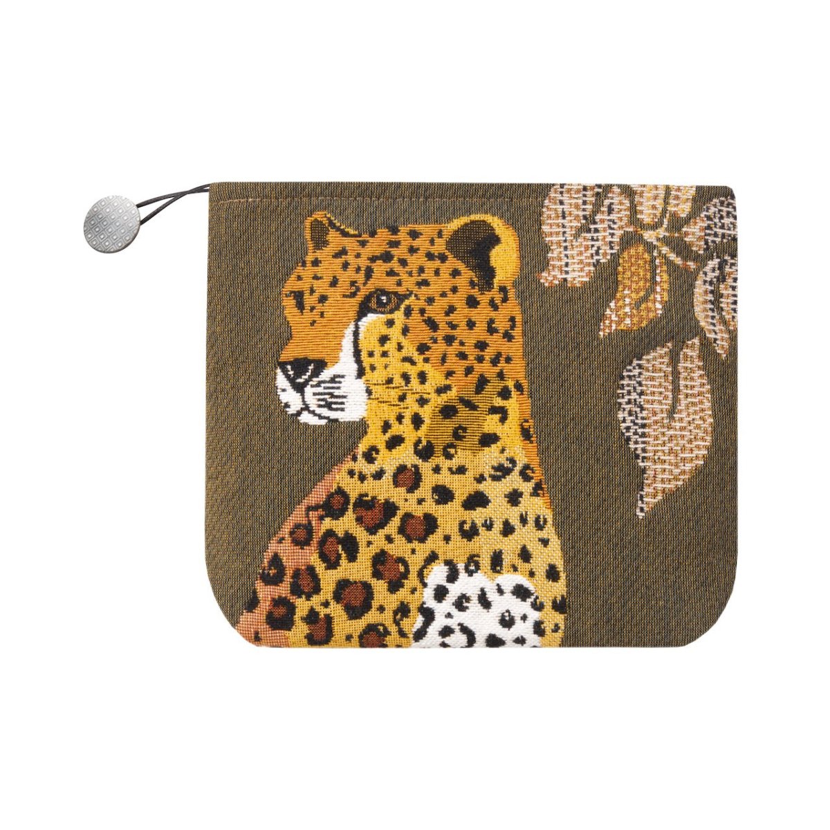 Yves Delorme Ophelia Kaki Tote at Fig Linens and Home - Front of Cosmetic Pouch