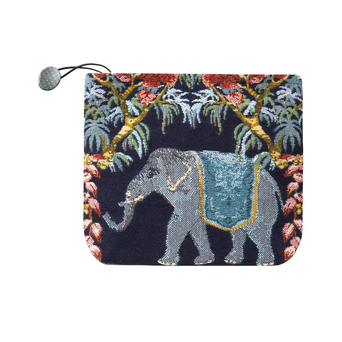 Hannibal Nuit Tote by Yves Delorme - Front of Pouch with Elephant at Fig Linens and Home 1
